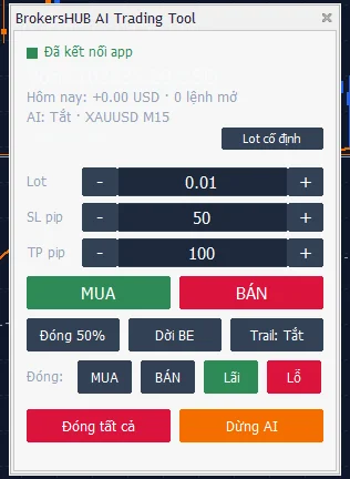 AI Trading panel on the MT5 chart
