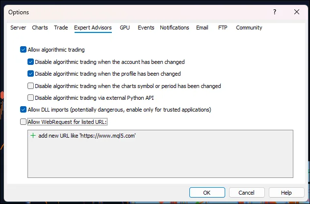 Step 05: Enable Allow DLL imports in MT5